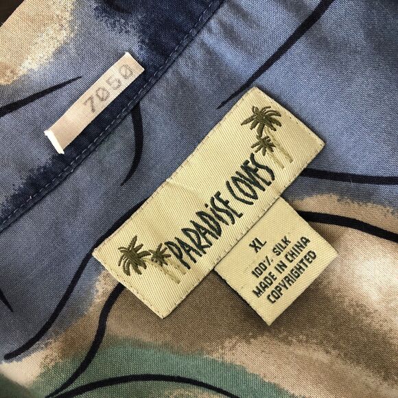 Paradise Coves 100% Silk Hawaiian Loop Button Mens Shirt XL 7050 - Picture 4 of 7